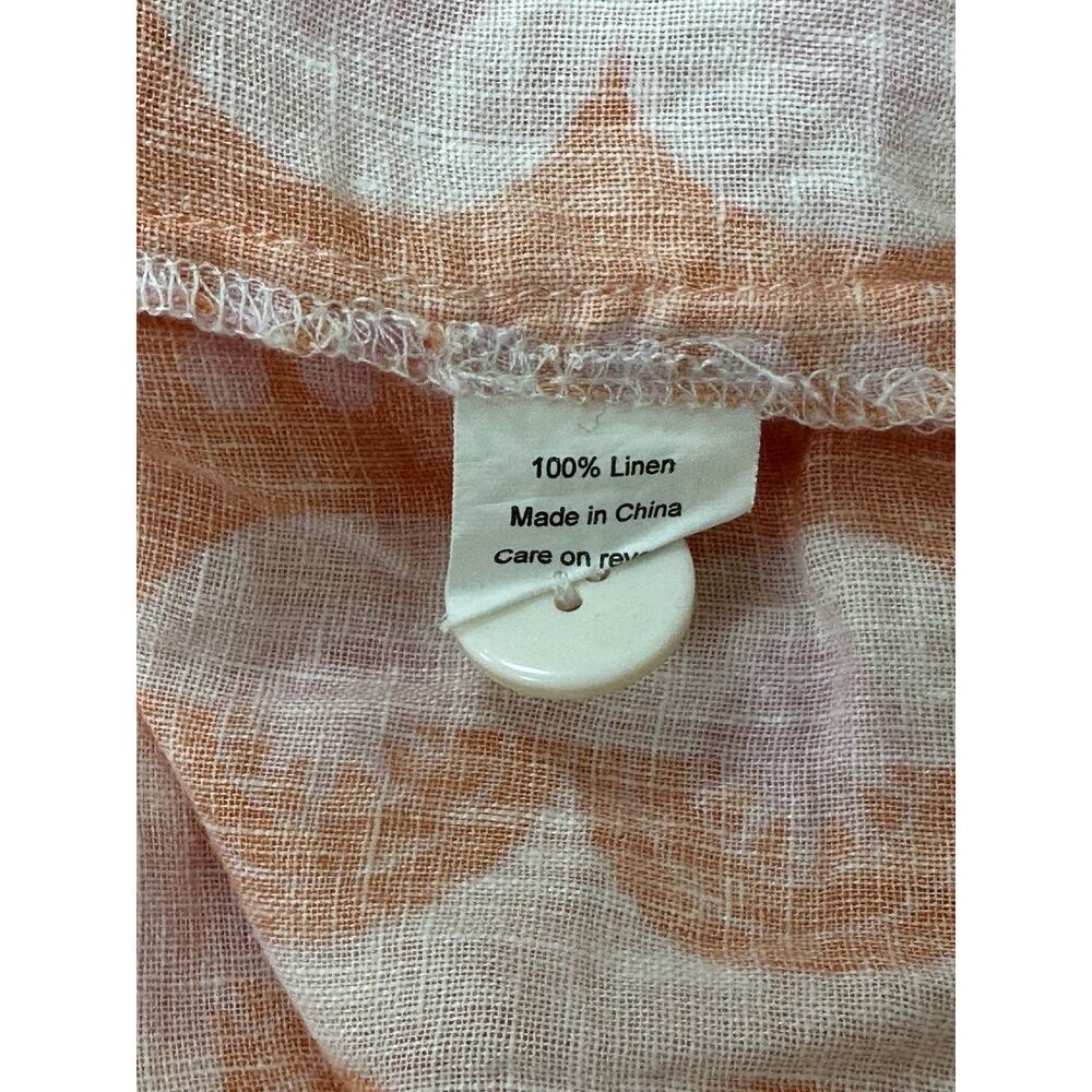 HIHO Tortola Button Front Linen Dress M Orange Coral Print Resortwear Beach Vaca - Picture 5 of 10